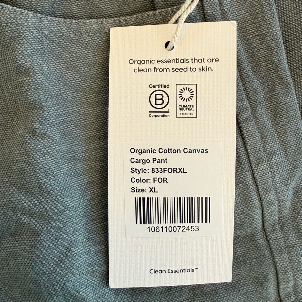 Mate The Label Organic Cotton Canvas Cargo Pants NWT Size XL - Picture 7 of 9